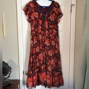 Old Navy Maroon Floral Maxi Dress